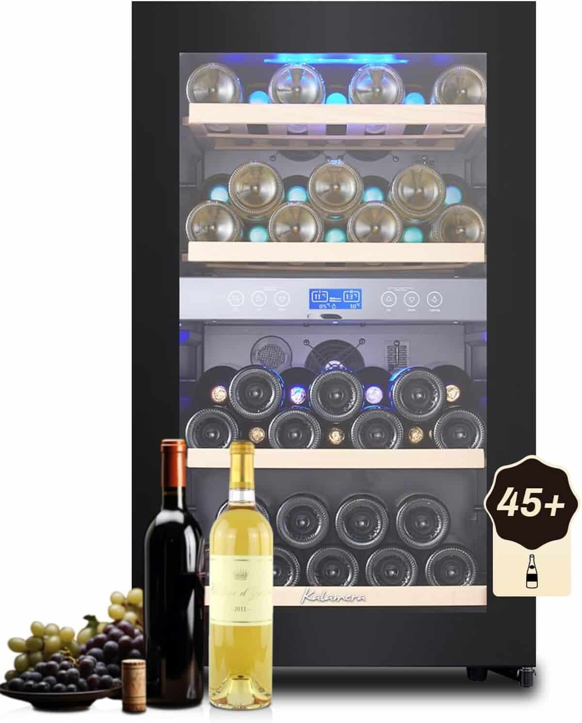 Kalamera KRC-120BFG : cave ร vin 45 bouteilles, multi-tempรฉratures