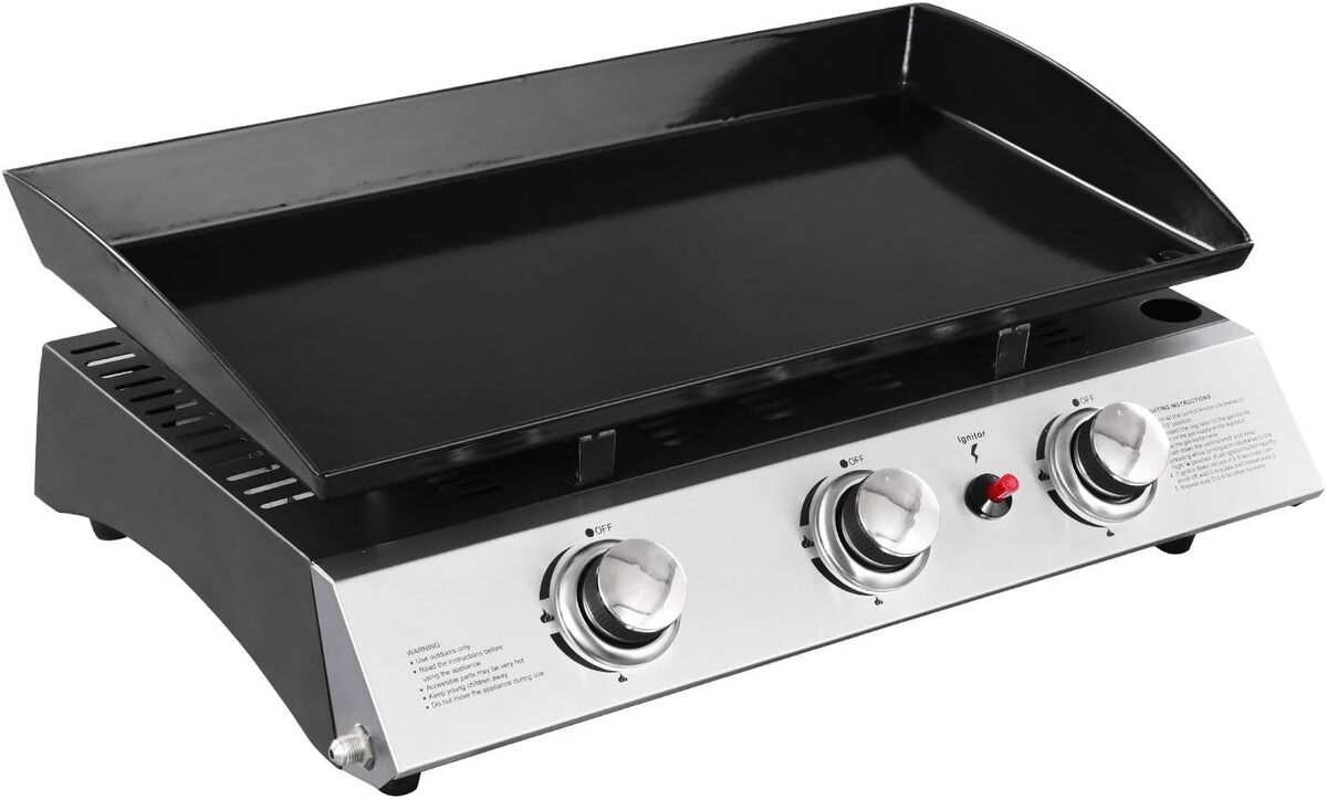 Plancha au gaz SรVILLE : cuisinez avec 3 brรปleurs puissants !