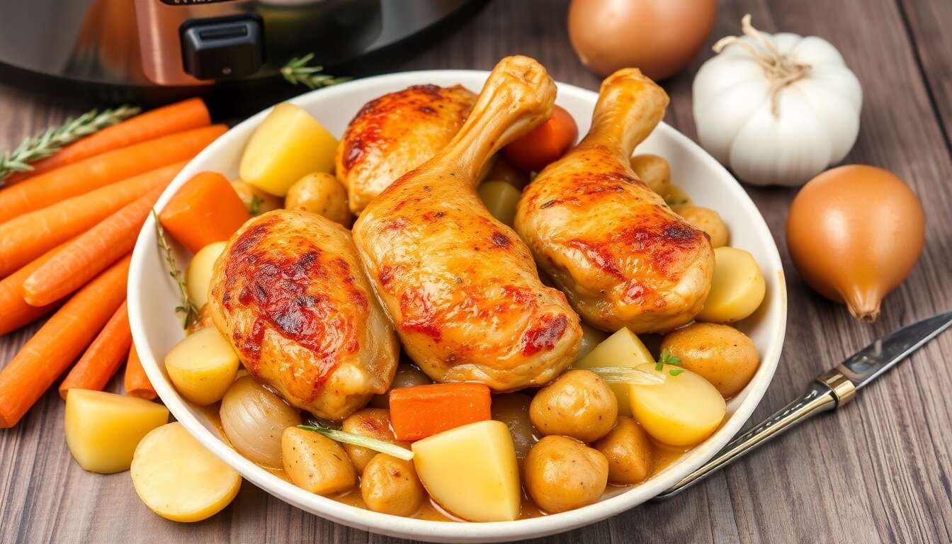 Recette Pilons de Poulet Multicuiseur avec Lรฉgumes et Pommes de Terre