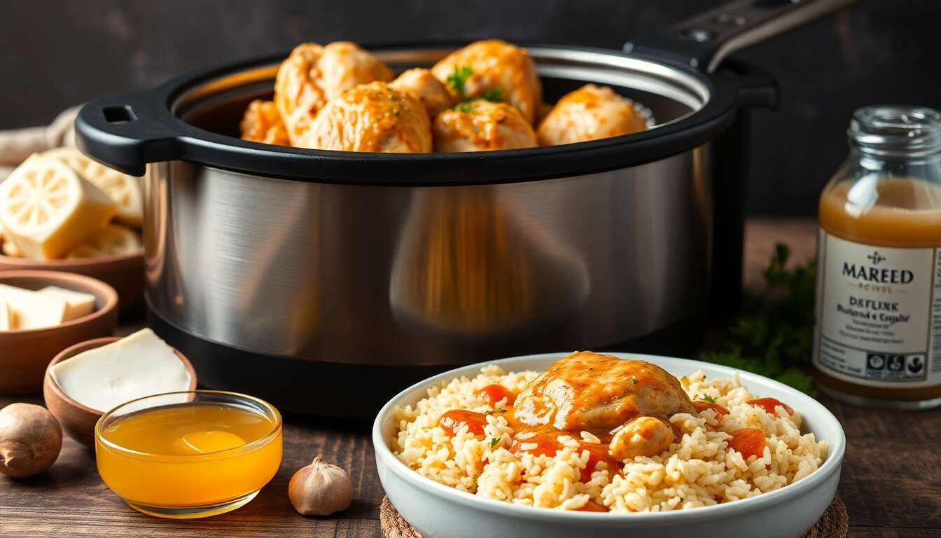 Recette de poulet au riz et sauce Maroilles au multicuiseur