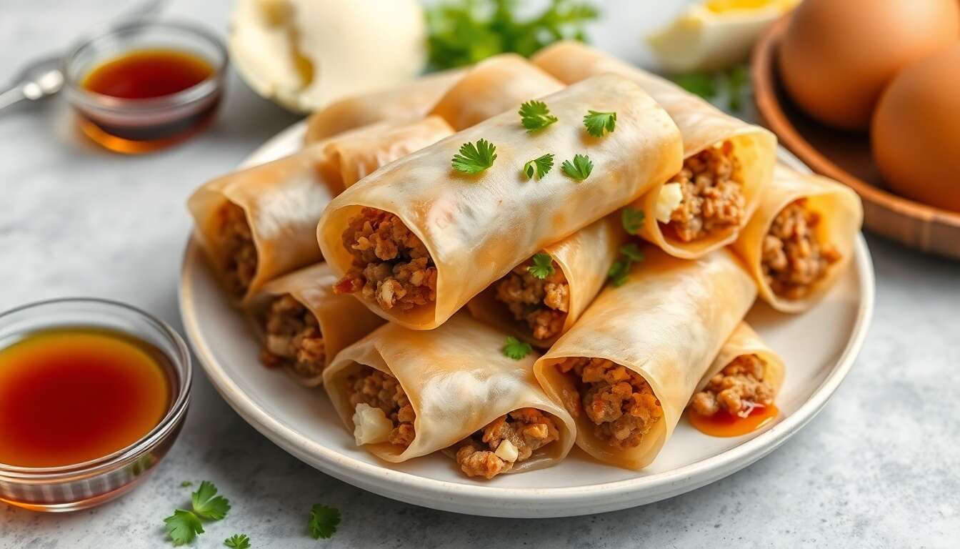Recette de nems au boeuf haché, miel et chèvre