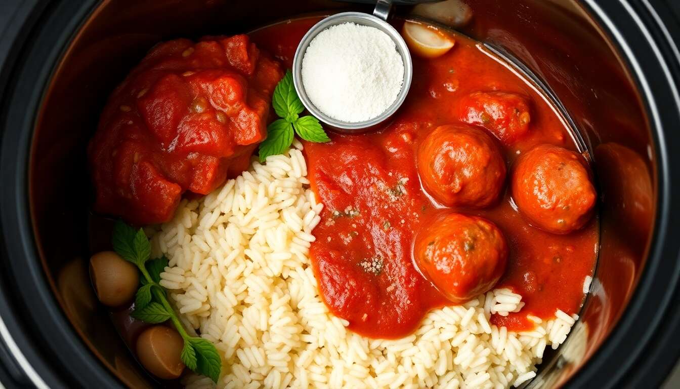 Boulettes de bลuf sauce tomate et riz au multicuiseur