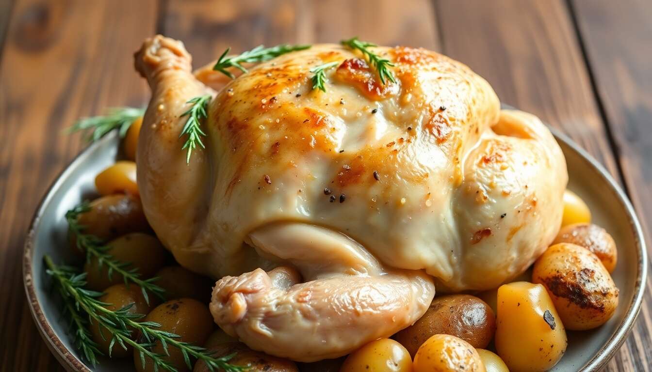 Poulet rôti et pommes de terre confites au multicuiseur