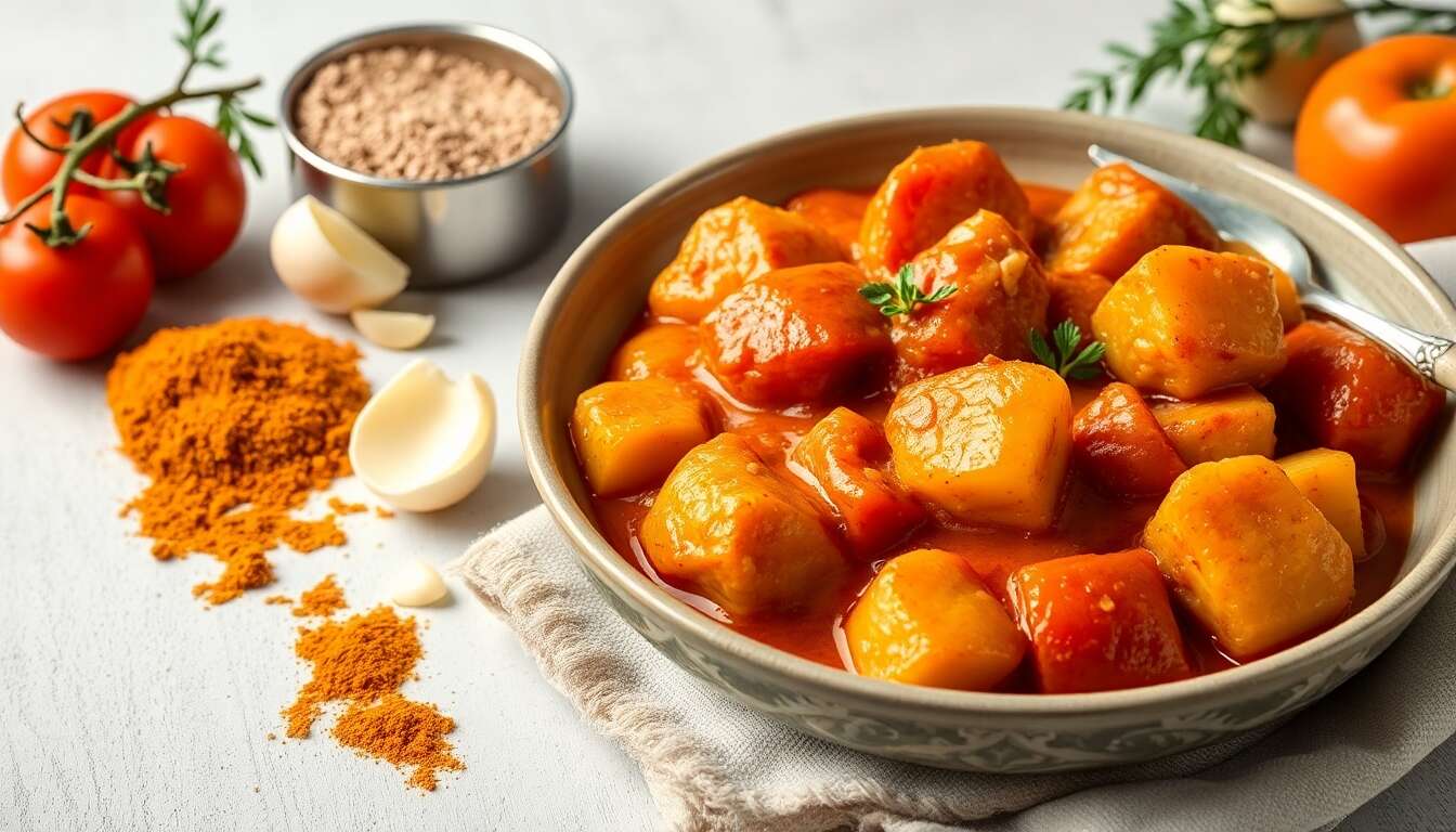 Recette de poulet à la sauce indienne avec pommes de terre au multicuiseur