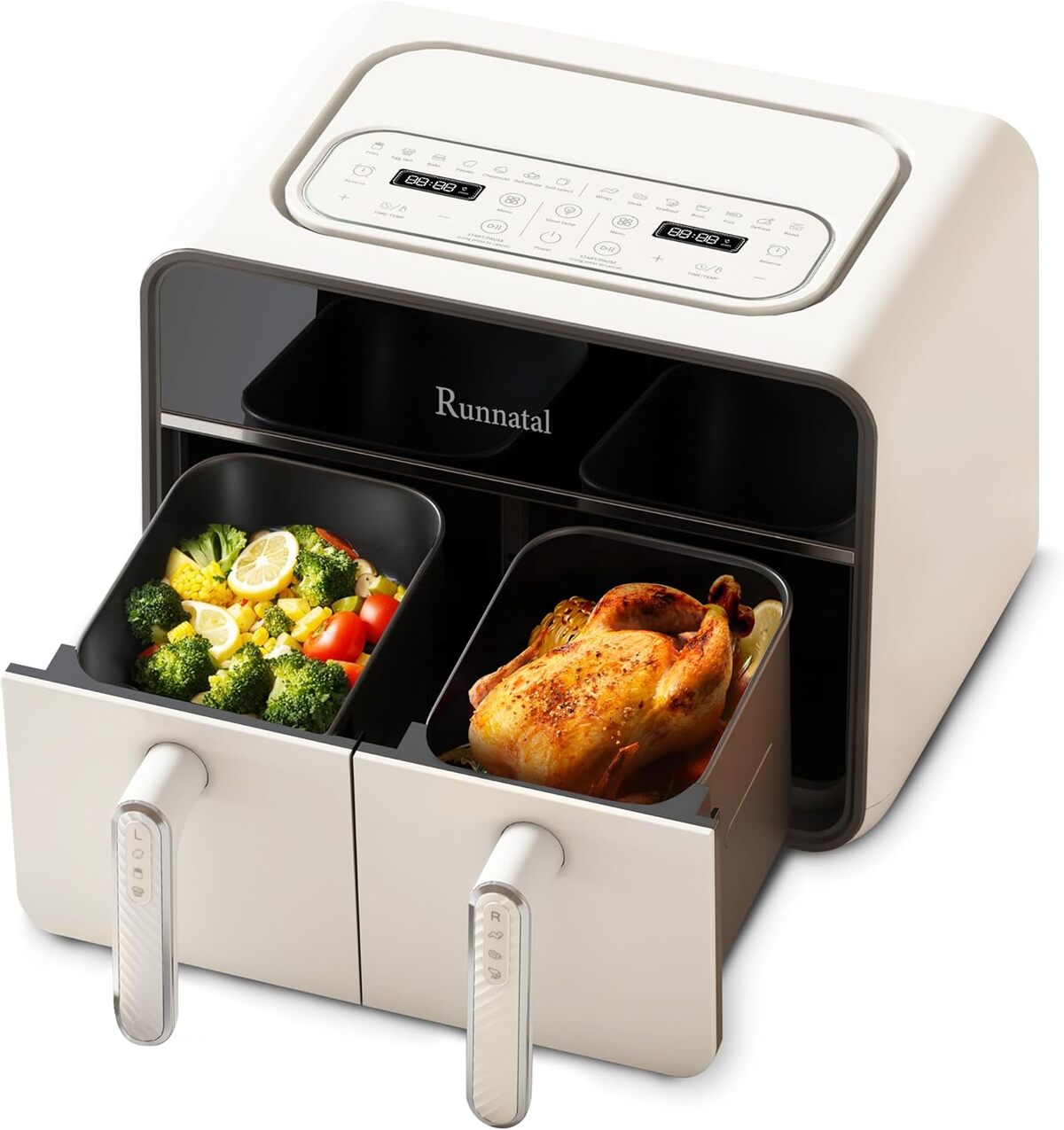 Test de la friteuse sans huile dual zone 8L avec écran tactile et fenêtre de visualisation