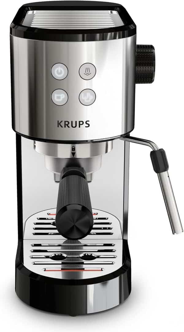 Krups Machine expresso manuelle, design compact, espresso et cappuccino, 15bars, buse vapeur, Virtuoso Essential, XP441810