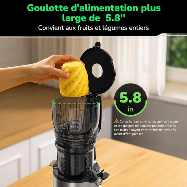 Linterngo Extracteur de Jus de Fruits et Légumes, Facile à Nettoyer Juicer Machine, 2L Centrifugeuse Fruits et Legumes, Extracteur de Jus Électrique Ouverture de 148mm, Brosse y Dos Tazas, Sans BPA