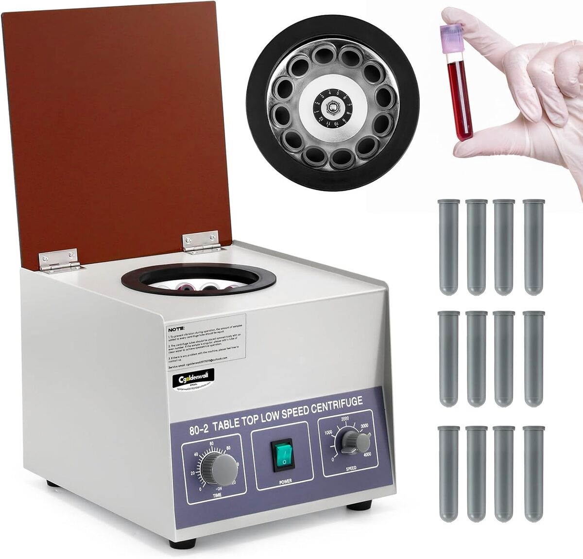 Test de la centrifugeuse CGOLDENWALL 12x20 ml 4000 rpm