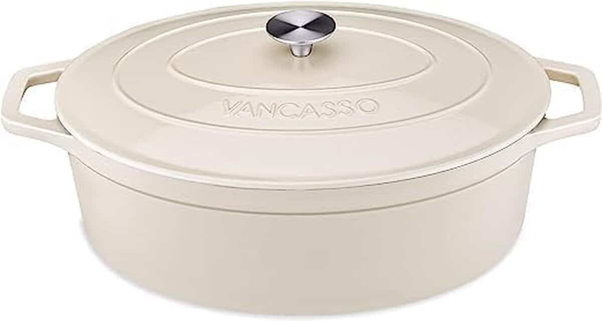 Test de la cocotte ovale vancasso en fonte émaillée 8L bleu ciel
