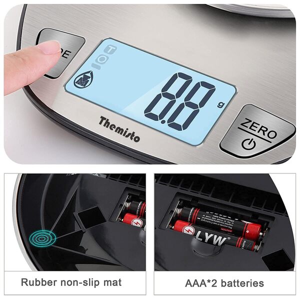 Themisto TH-WS20 Balance de cuisine numérique en acier inoxydable 5 kg