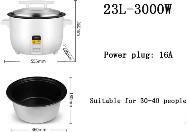 oUyOo Cuiseur À Riz Grande Capacité 8L /10L /13L /18L /23L Cantine Hôtel Commercial Hôtel Maison À L'ancienne Grand Cuiseur À Riz 4-40 Personnes,23L [Classe énergétique A]