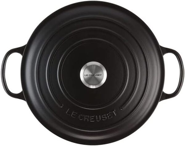 Le Creuset Cocotte Ronde Basse en Fonte émaillée Signature, 30 cm, 6,2 L, Noir Mat, 21179300000430