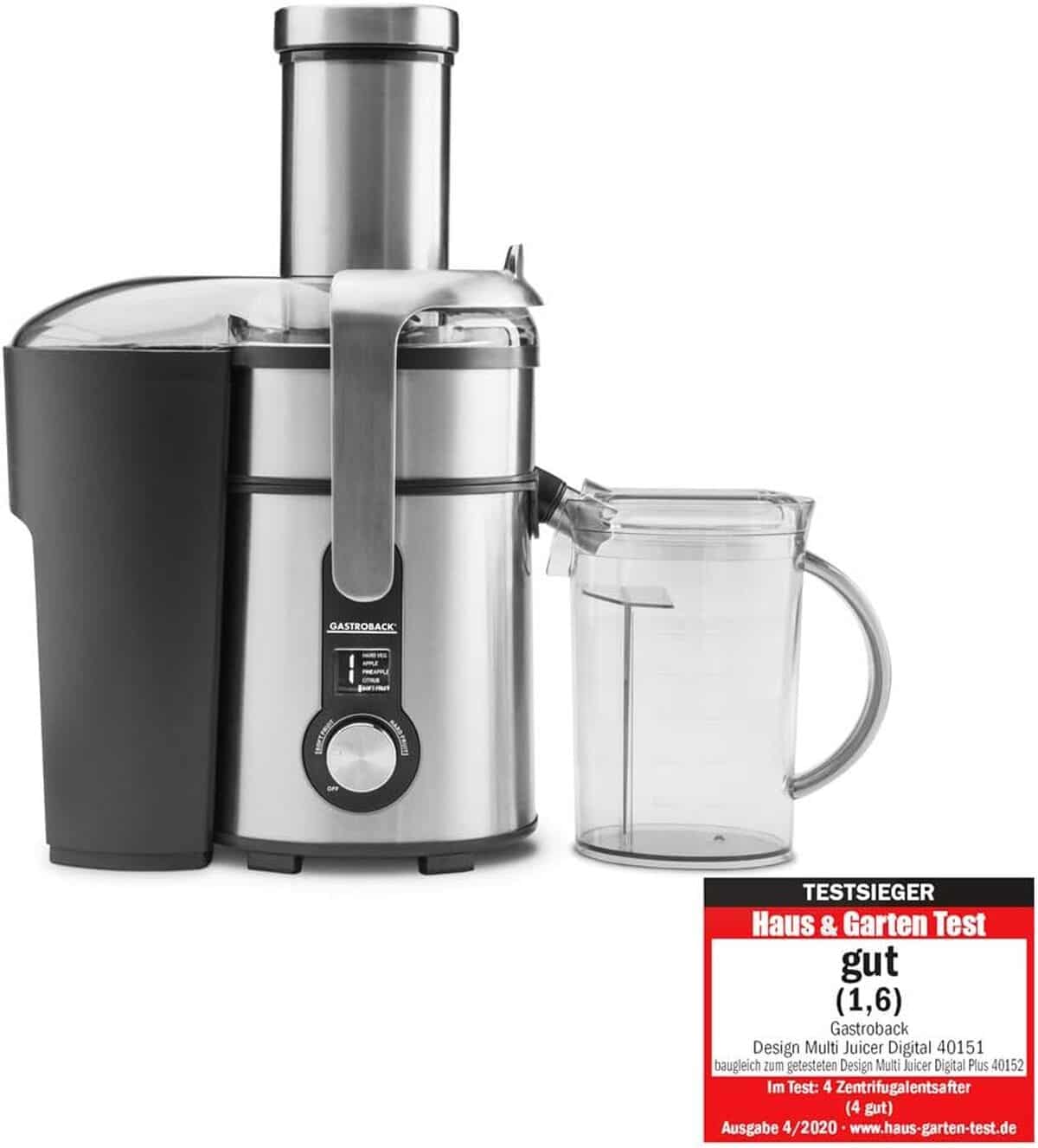 Test de la centrifugeuse Gastroback 40151 : moteur pro XXL 1300 W