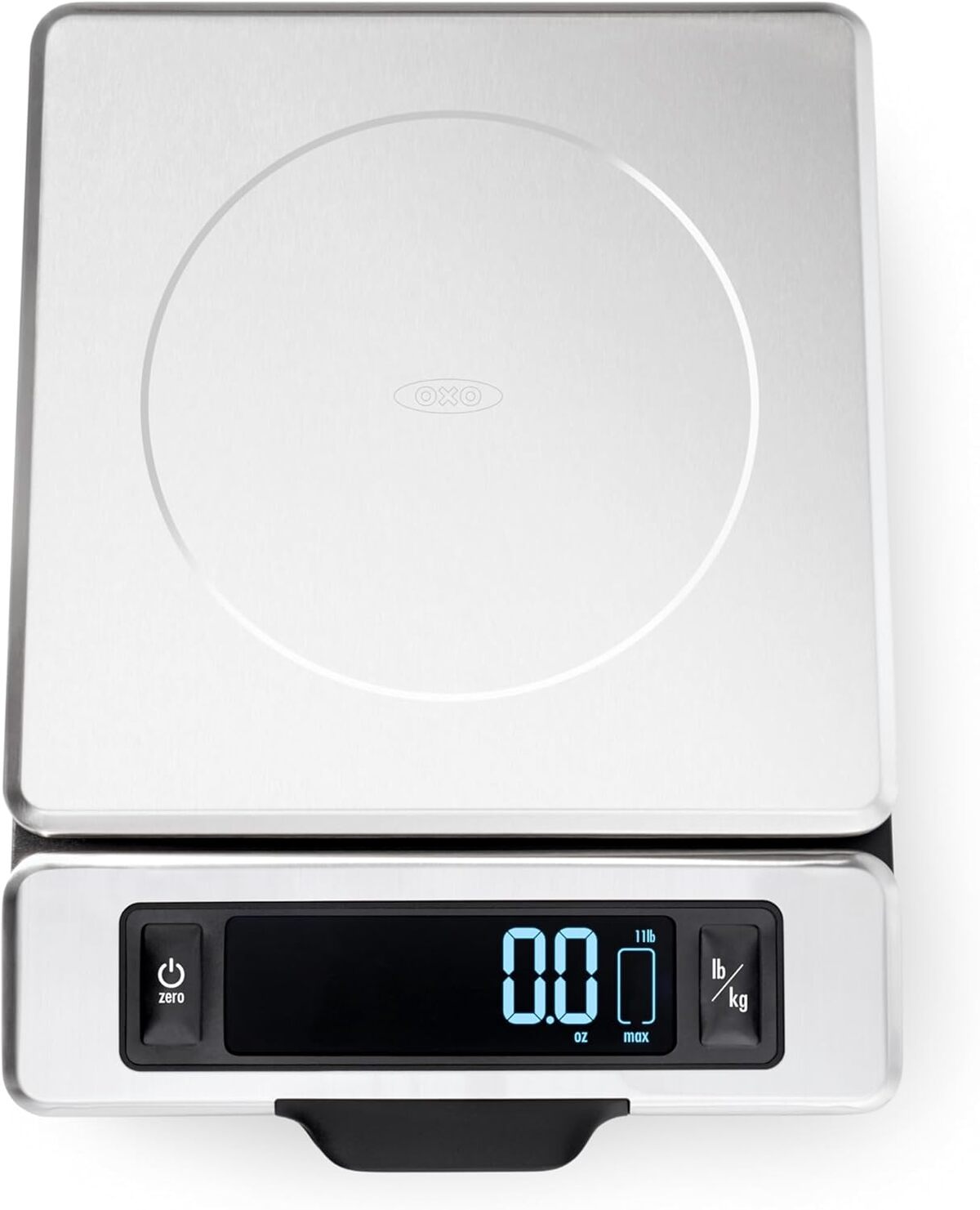 Test de l'échelle OXO en acier inoxydable avec écran