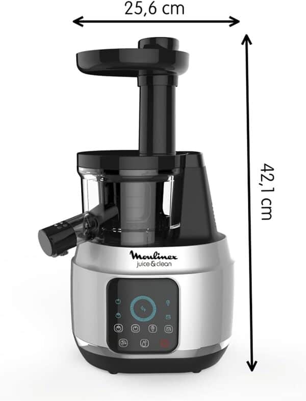 Moulinex Juice & Clean Extracteur de jus de fruits et de légumes, Jus vitaminés, Pressoir, 150 W, 42 à 83 tours/min, Jus de fruits frais, Confiture, Coulis, Sorbet, Nettoyage automatique ZU420E10