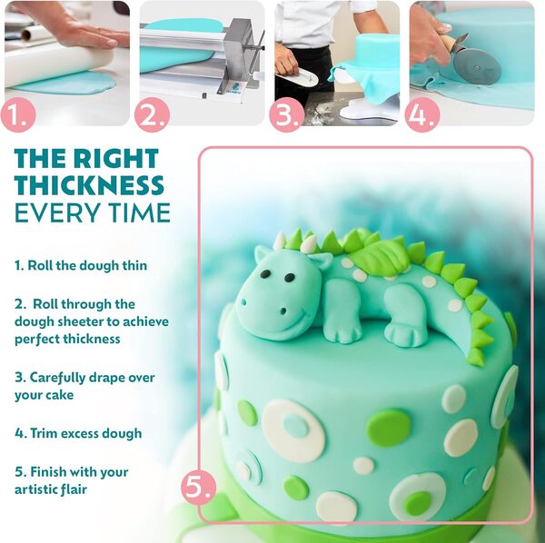 Pastaline Laminoir Pâte Fondant Sfogliafacile – Laminoir n°1 pour les pâtissiers italiens– Moelleuses pâtes à sucre, fondants, chocolat à décor, pâte à pâtes, pâte brisée, feuilletée de 0 à 12mm