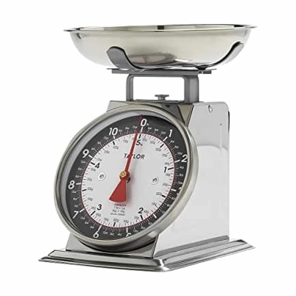 Test de la balance mécanique Taylor Precision : précision jusqu'à 5 kg
