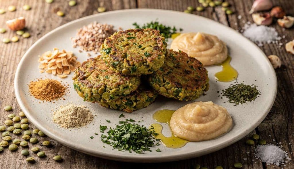 Galettes de Lentilles Vertes, pomme & Noisette (Végétalien)