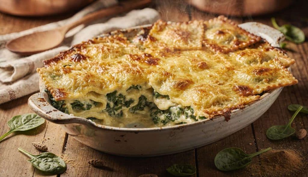 Gratin de Ravioles aux Épinards : recette Savoureuse