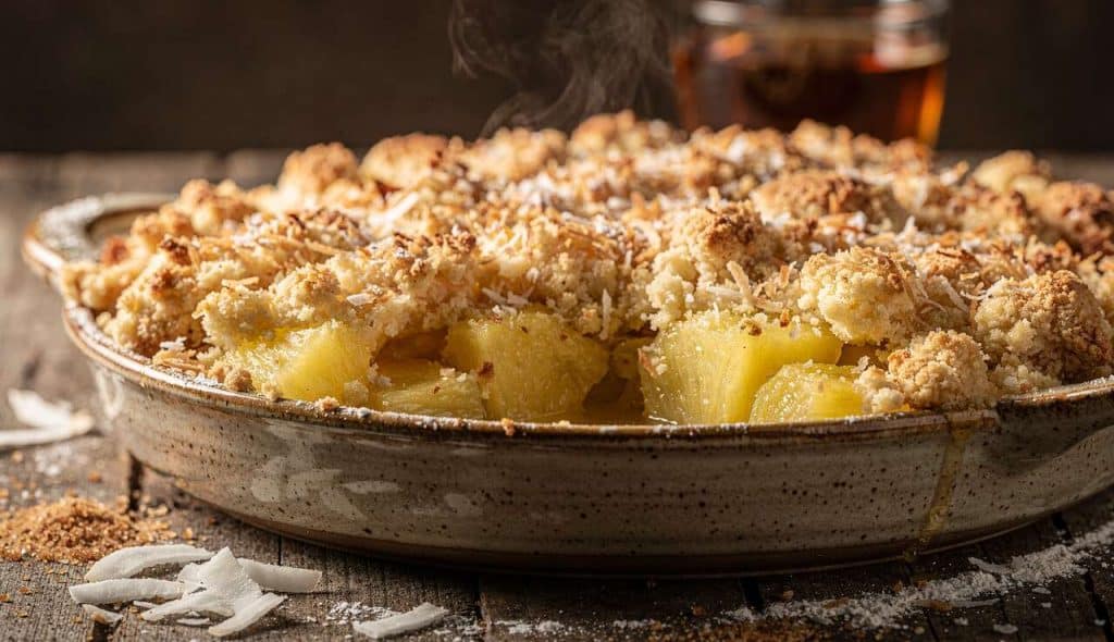 Crumble ananas coco rhum facile et gourmand