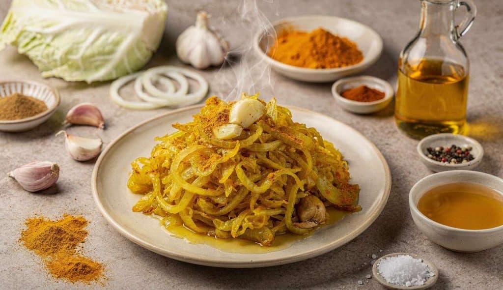 Chou Blanc Sauté au Curcuma : recette Facile et Savoureuse