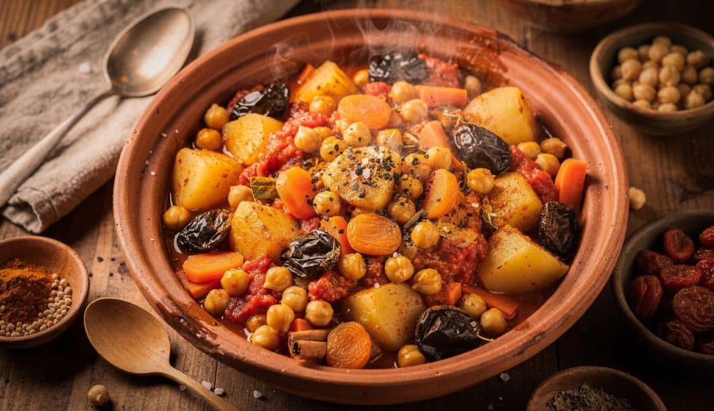 Tajine végétarien aux pois chiches et légumes d'hiver