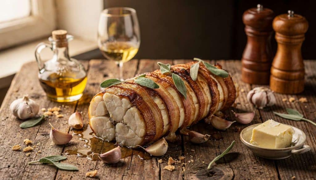 Rôti de lotte au lard et sauge : recette gourmande