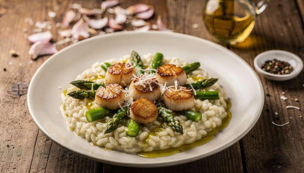 Risotto d'asperges aux noix de Saint-Jacques : une recette gourmande