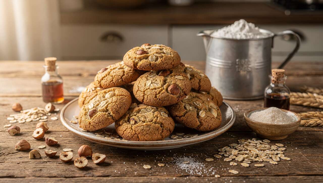 Biscuits aux flocons d'avoine et noisettes : recette facile et gourmande