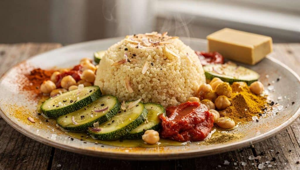 Recette de Couscous aux Fèves et Courgettes