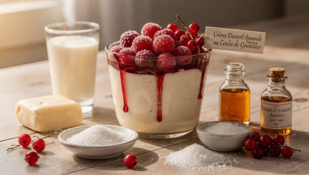 Crème Dessert Amande Vegan au Coulis de Groseilles
