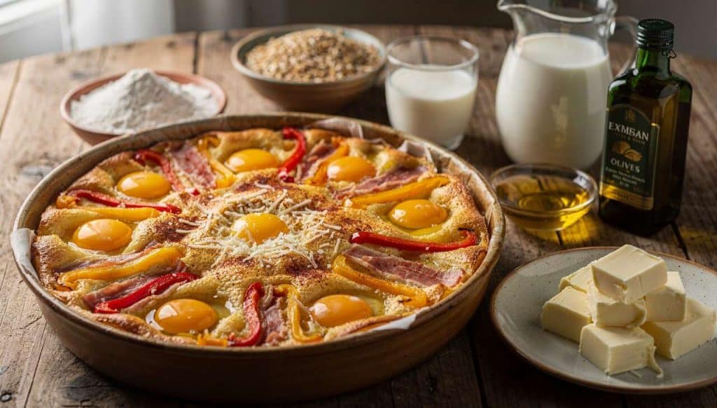 Clafoutis de poivrons et jambon cru à la basquaise