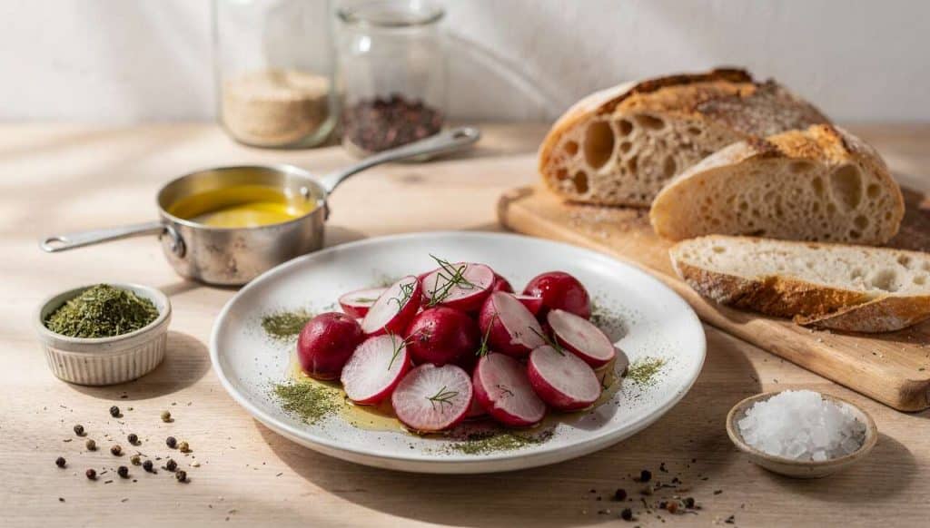 Recette radis au beurre et fanes de radis
