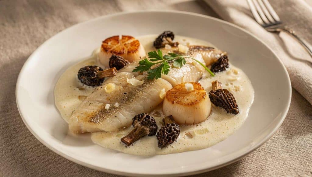 Blanquette de sole et Saint-Jacques aux morilles : recette raffinée