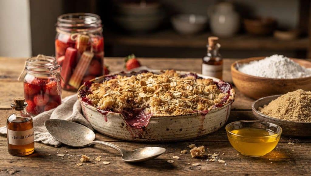 Crumble rhubarbe fraises : recette gourmande et facile