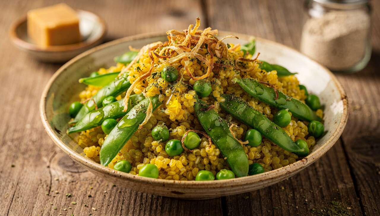 Boulghour aux pois gourmands et petits pois : recette savoureuse