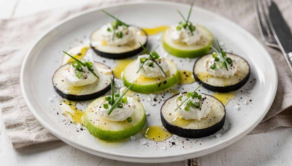 Amuse-bouche : radis noir, fromage frais et pomme