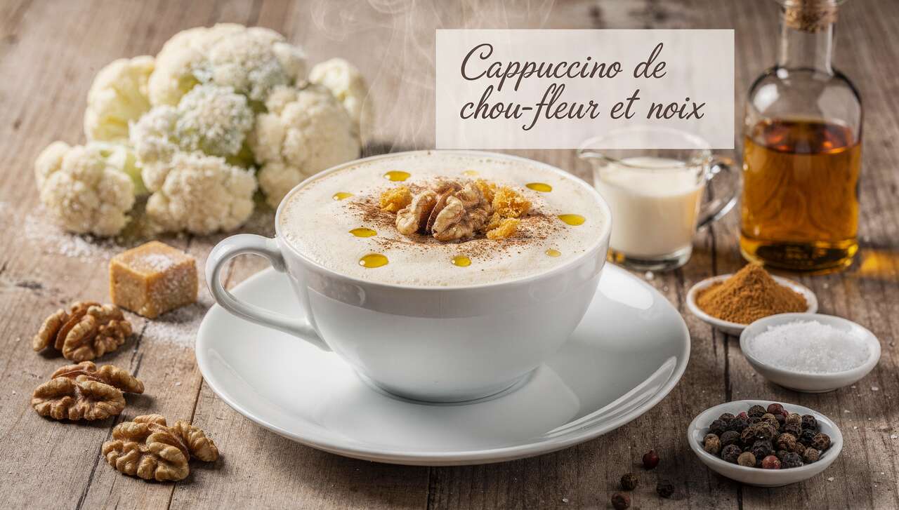 Cappuccino de chou-fleur et noix : recette gourmande et originale
