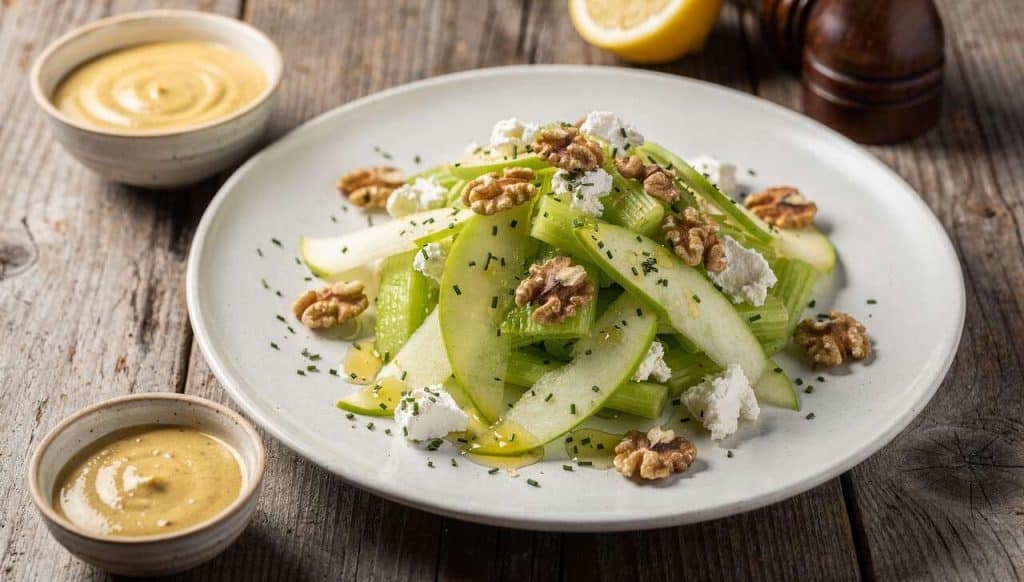 Salade de céleri branche : recette avec pomme, chèvre et noix