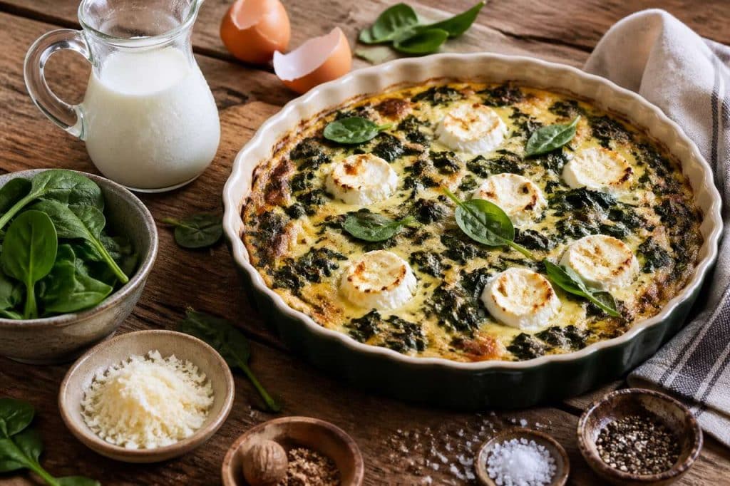 Clafoutis épinards chèvre frais : recette facile
