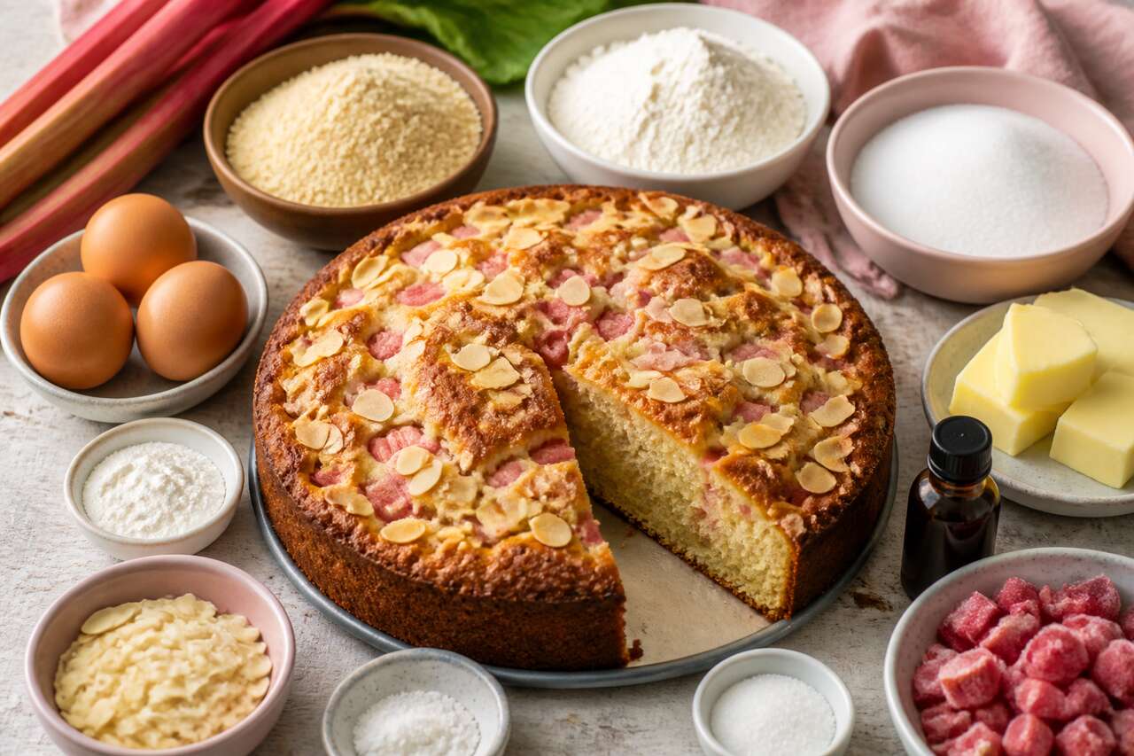Moelleux rhubarbe et amande : recette savoureuse