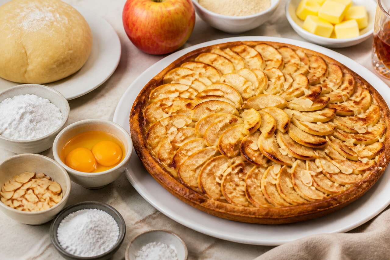 Recette de la tarte Yport : pommes et amandes
