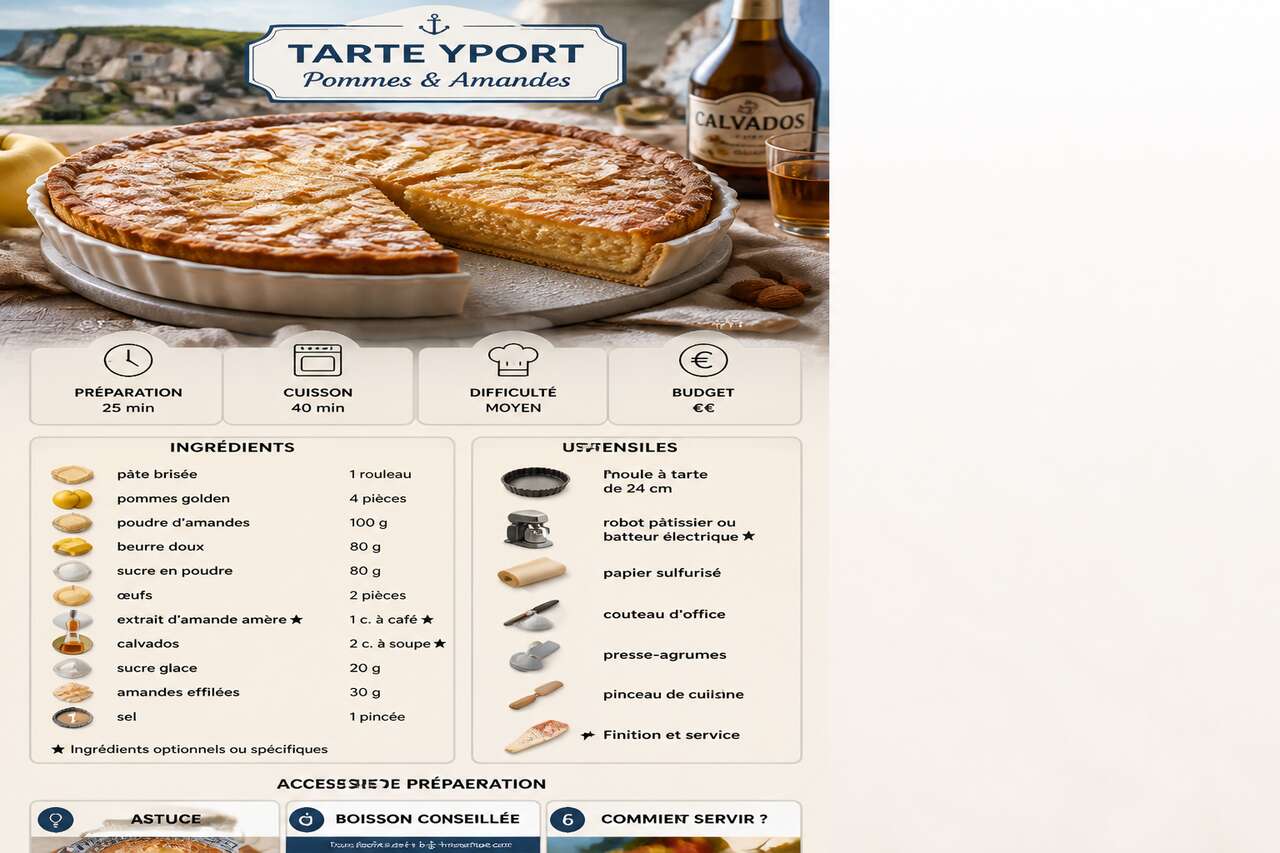 Fiche recette Recette de la tarte Yport : pommes et amandes