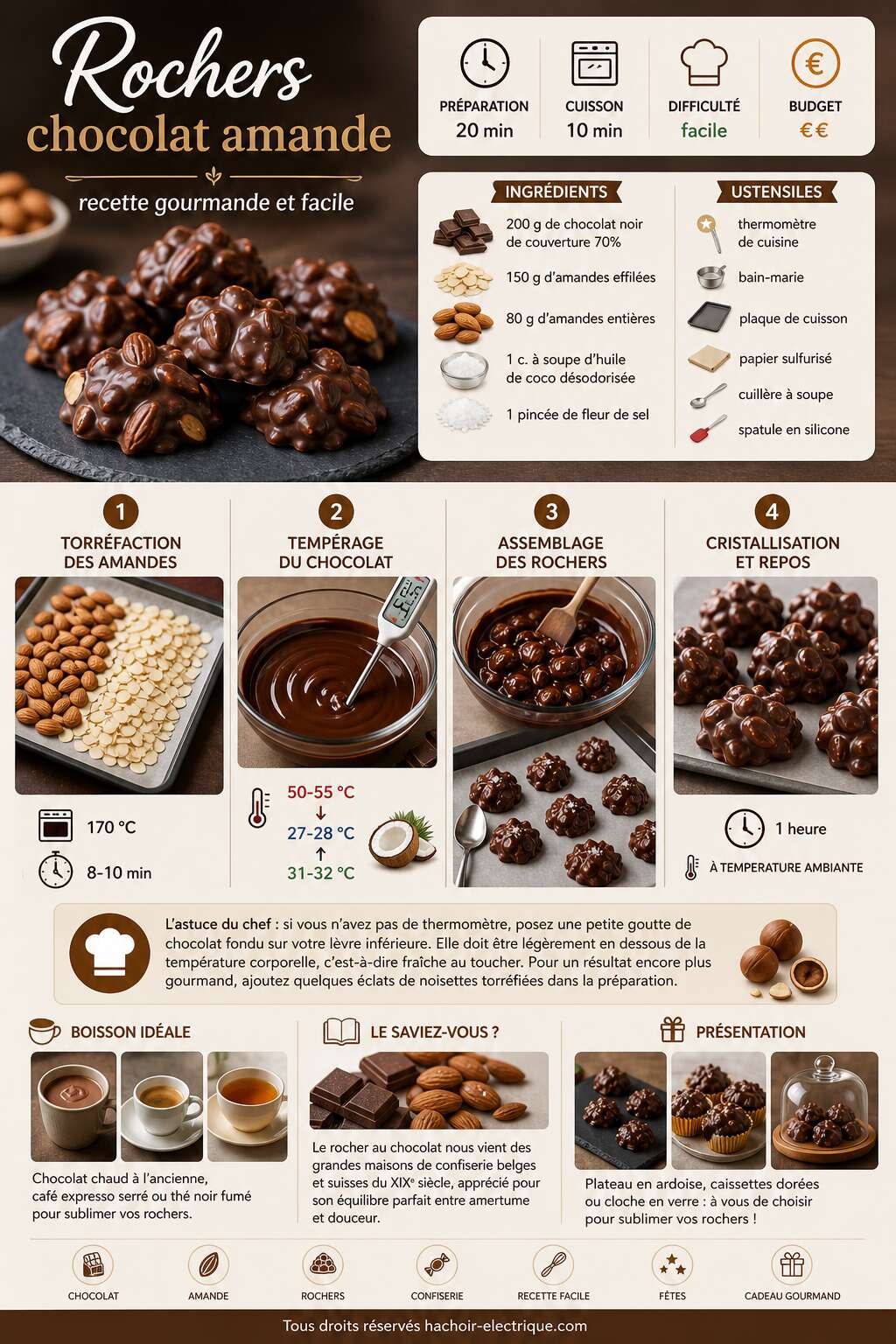 Fiche recette Rochers chocolat amande : recette gourmande et facile