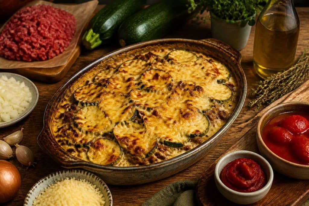 Gratin de courgettes et viande hachée : recette savoureuse