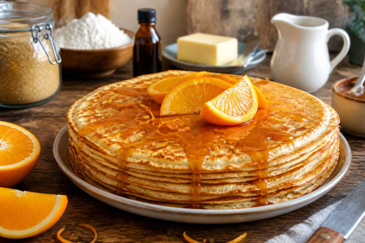 Crêpes inratables au caramel et à l'orange - Recette facilitée