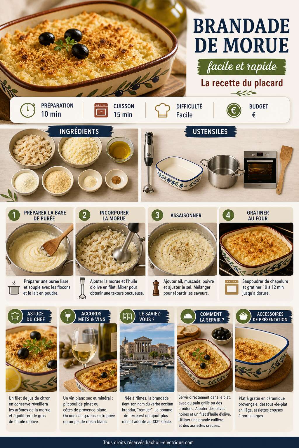 Fiche recette Brandade de morue facile et rapide : recette du placard