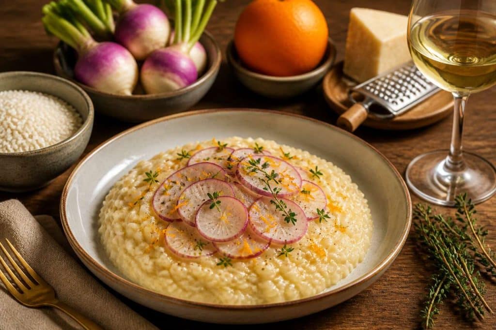 Risotto de navet à l'orange : recette gourmande