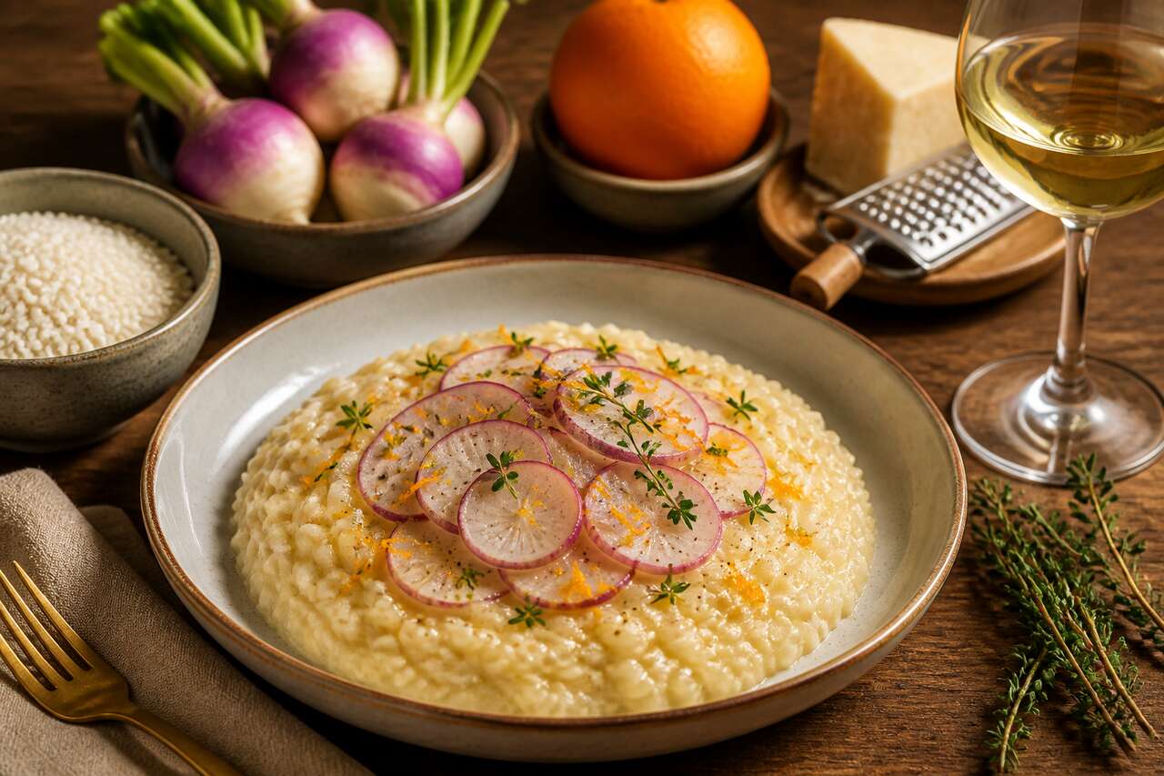 Risotto de navet à l'orange : recette gourmande