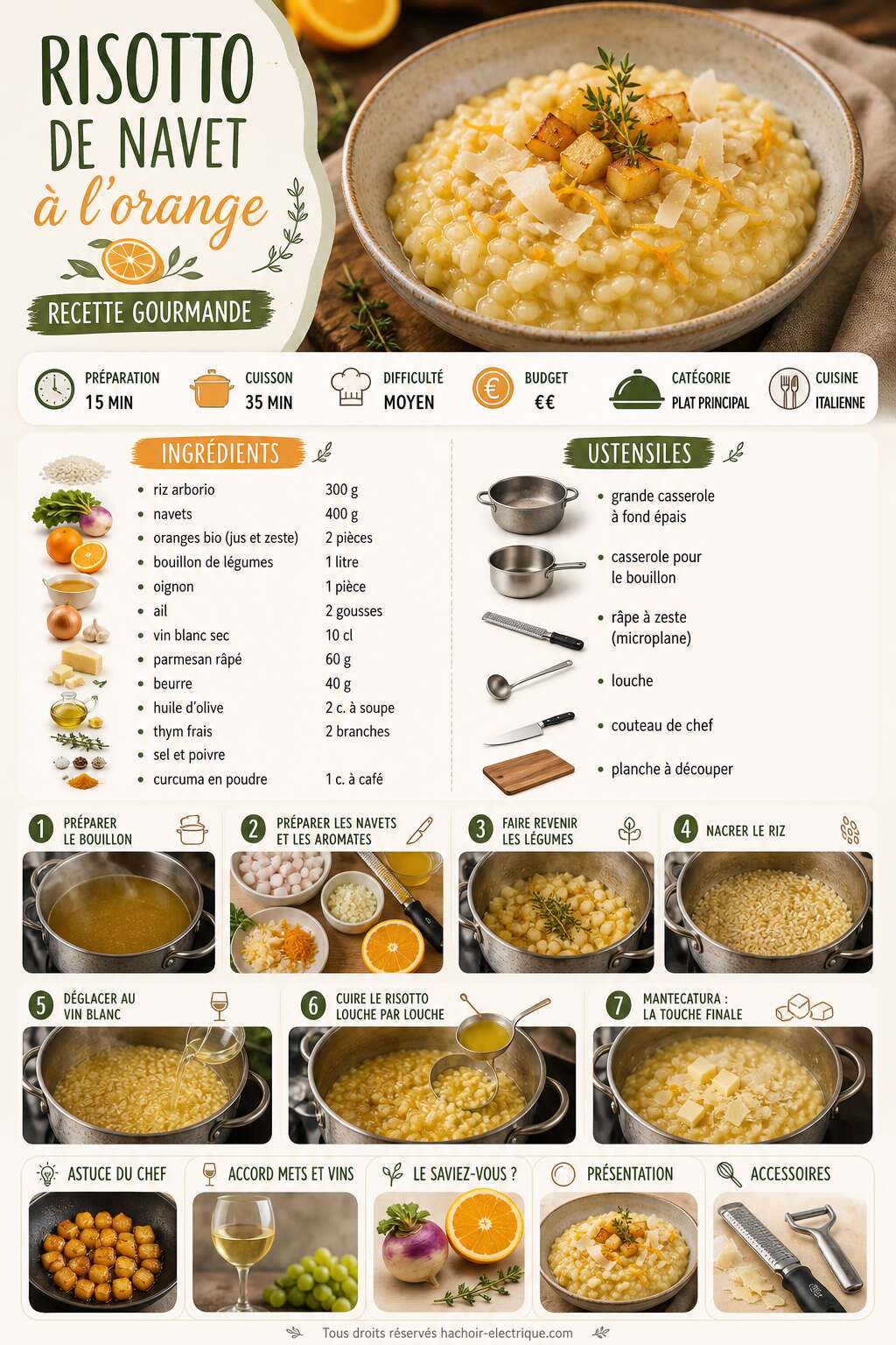 Fiche recette Risotto de navet &agrave; l'orange : recette gourmande